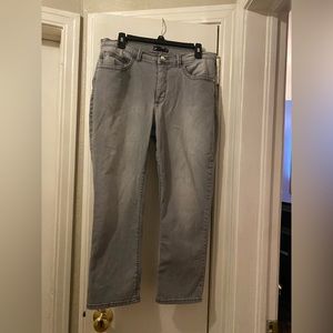 Womens Lee Easy Fit  gray washed denim jeans.  Waist 34”. Preowned.